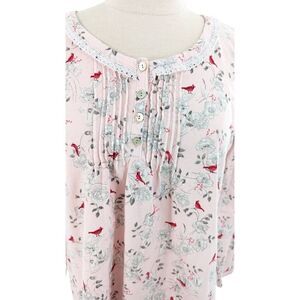 Carole Hochman Women Floral Print Round Neck Nightgown Pink Size Small